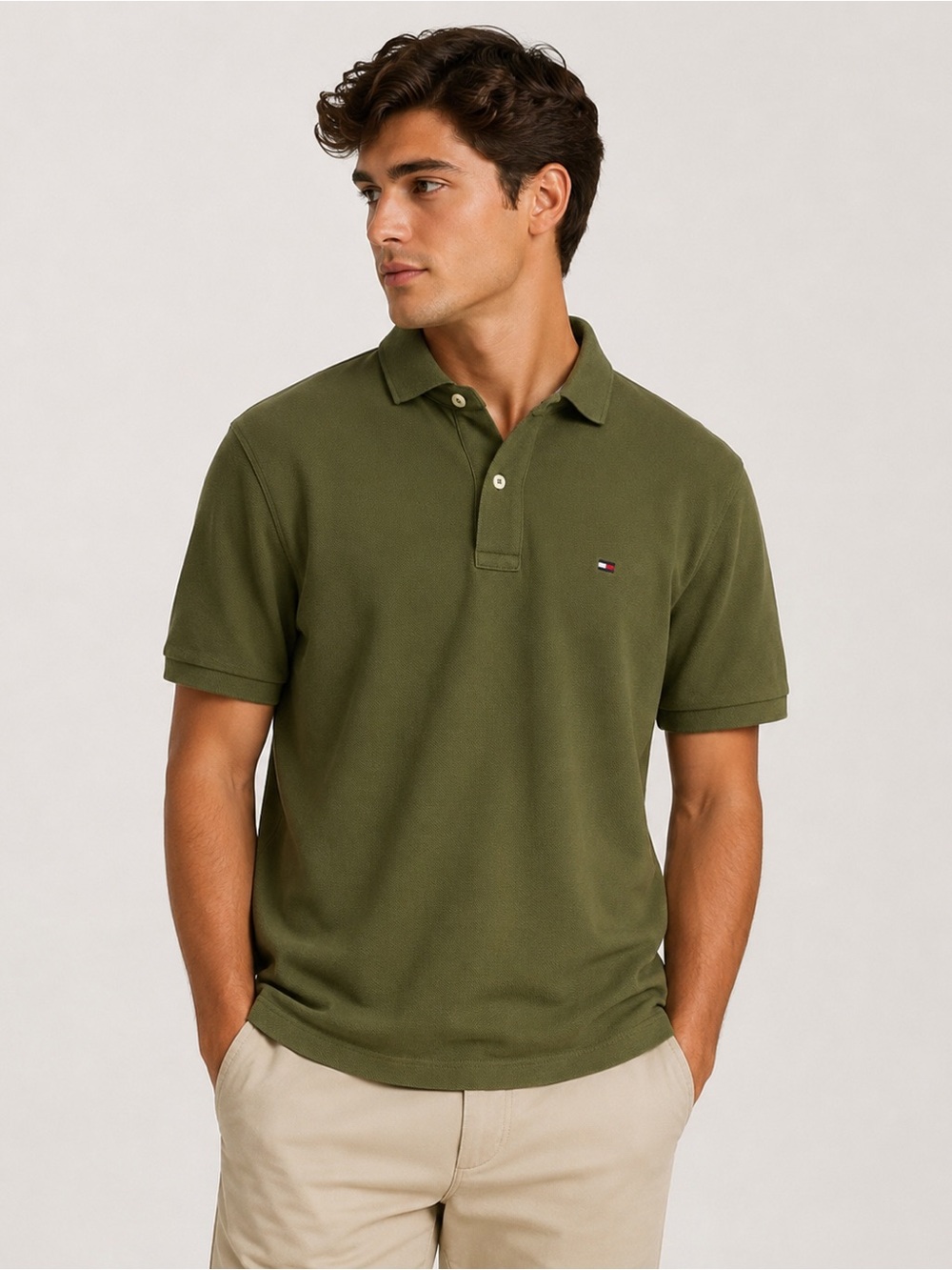 Tommy Hilfiger Olive Green Short-Sleeve Polo